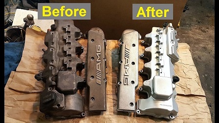 Aluminum parts before and after cleaning