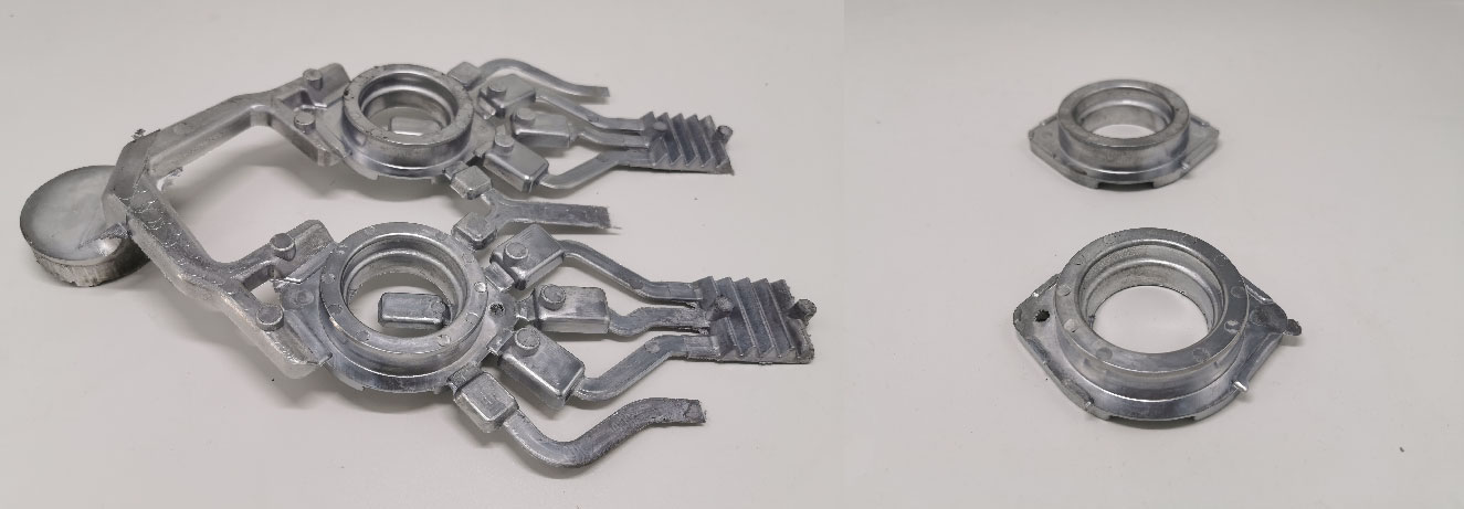 Before and After Trimming Flash of an Aluminum Die Cast Part