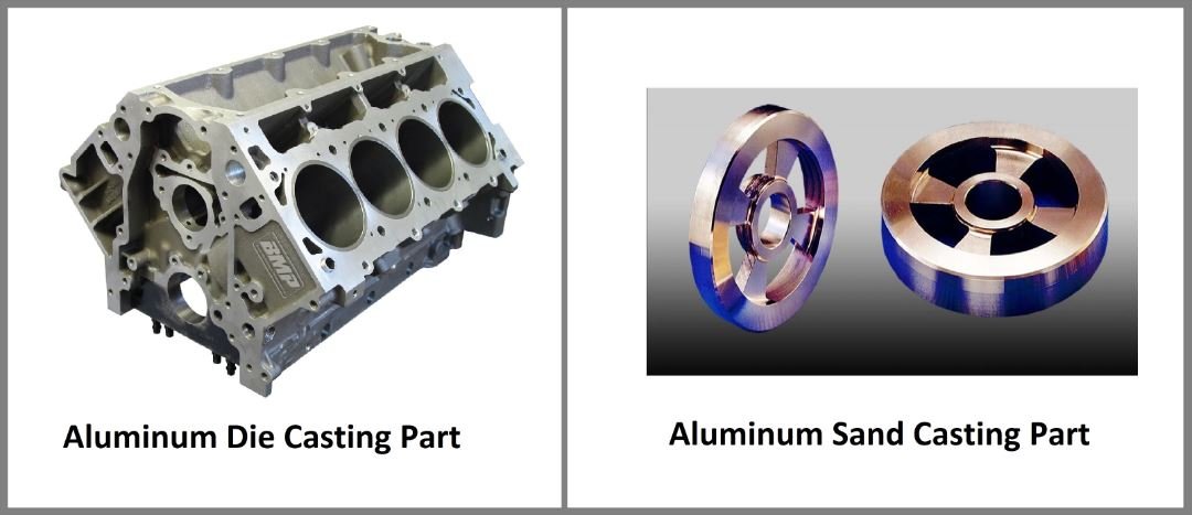 Example of aluminum die casting and sand casting parts