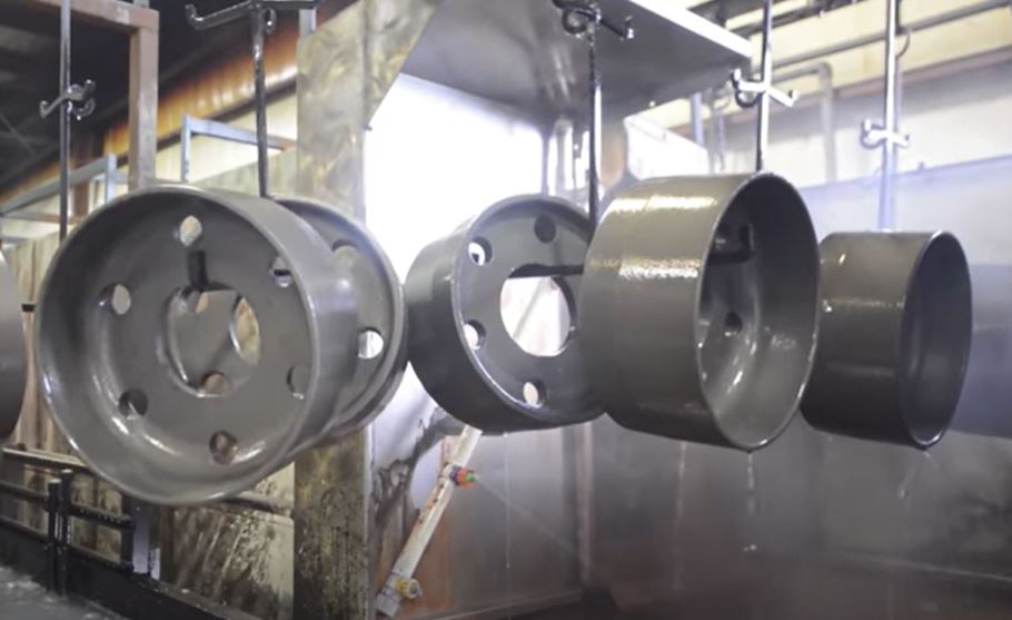 E-Coated Aluminum Parts Entering Curing Chamber