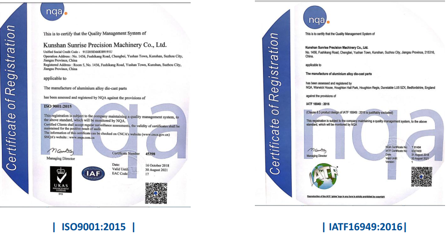 Sunrise Metal’s International Quality CertificationsFigure-17 Sunrise Metal’s International Quality Certifications